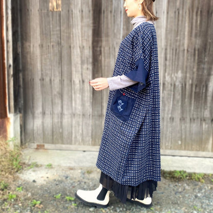 [Azumino tunic] Oshima pongee pattern, made in Japan, soft silhouette