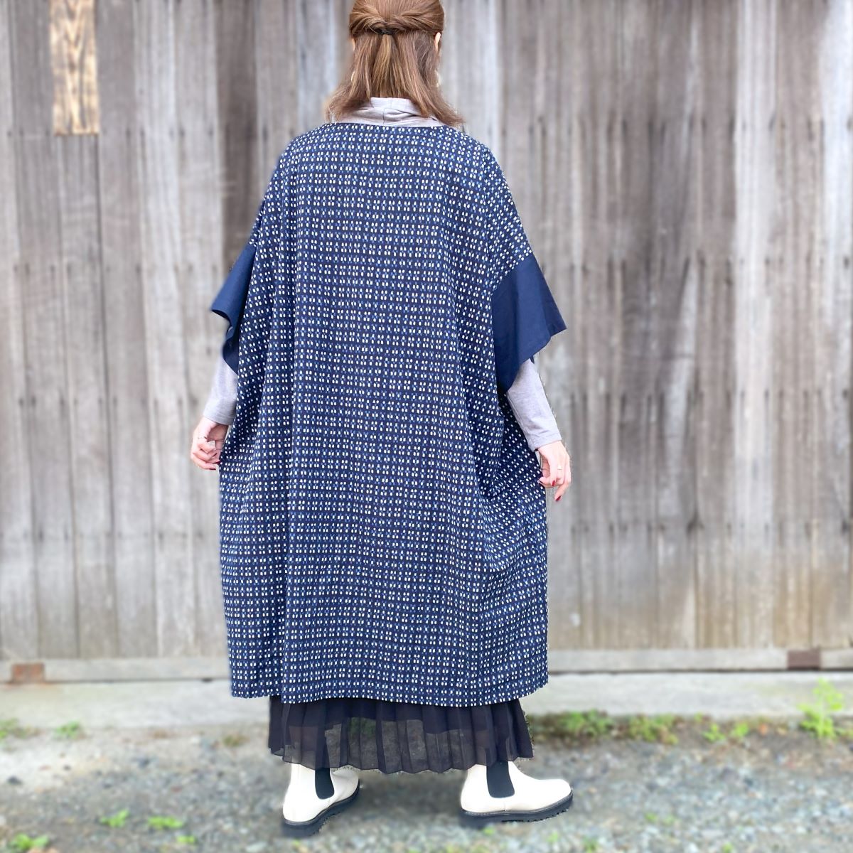 [Azumino tunic] Oshima pongee pattern, made in Japan, soft silhouette