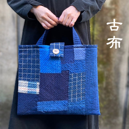 Giemon [Kurume Kasuri 2WAY Bag] Giemon Patchwork Made in Japan Large