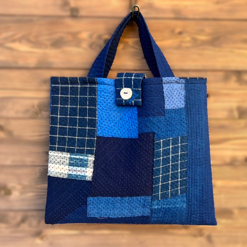 Giemon [Kurume Kasuri 2WAY Bag] Giemon Patchwork Made in Japan Large