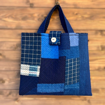 Giemon [Kurume Kasuri 2WAY Bag] Giemon Patchwork Made in Japan Large