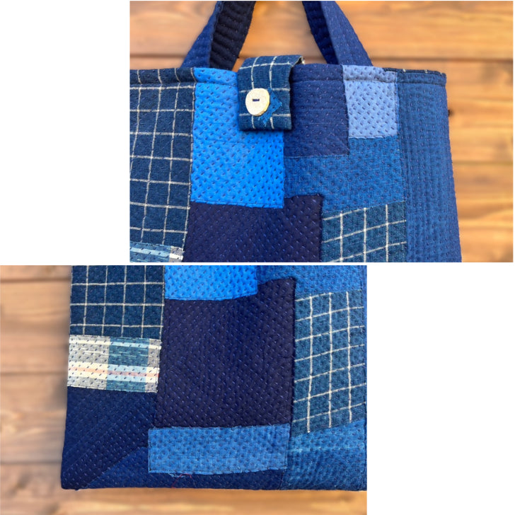 Giemon [Kurume Kasuri 2WAY Bag] Giemon Patchwork Made in Japan Large