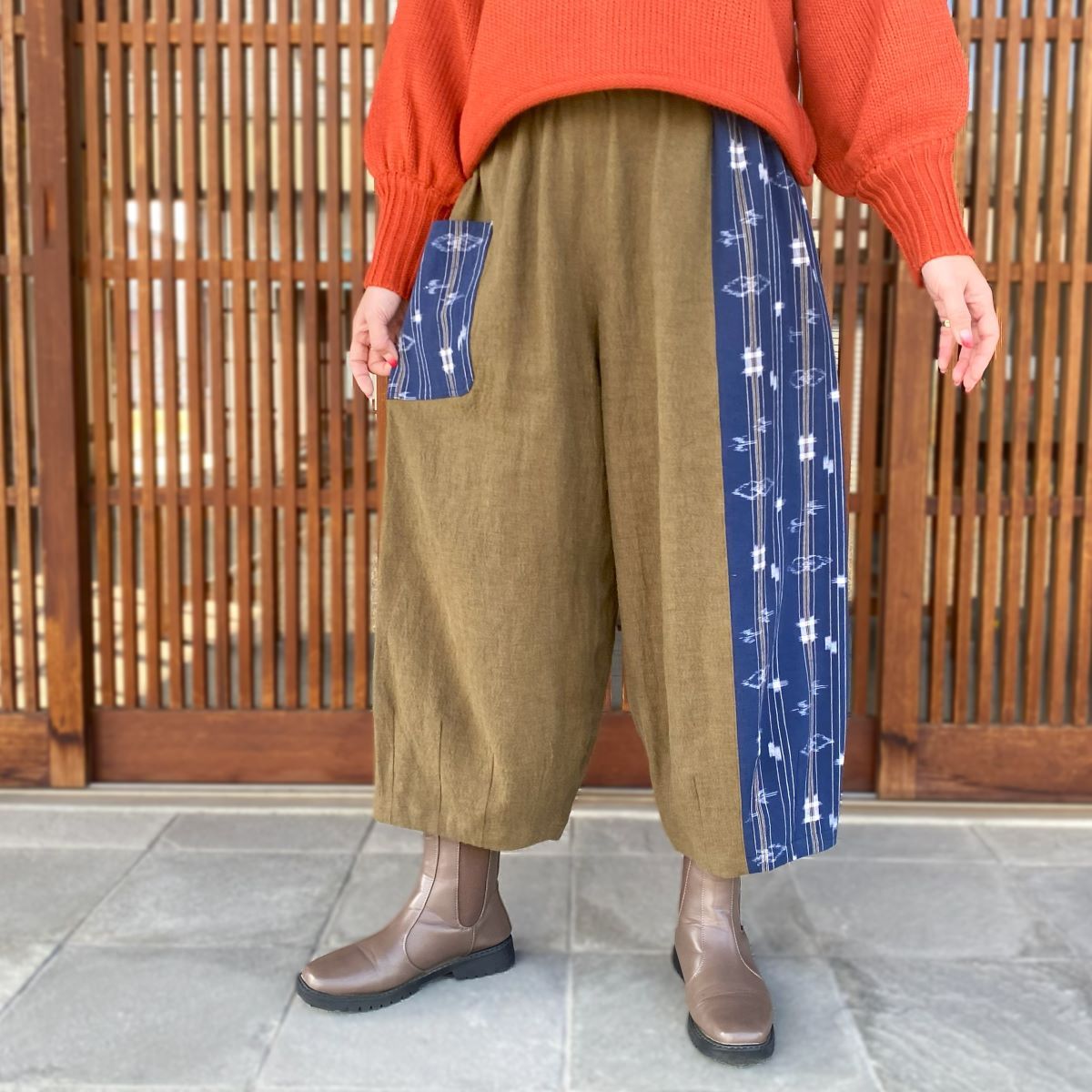 [Old cloth arrangement pants] One-of-a-kind piece by the artist, 100% cotton, spring, summer, fall, winter, sashiko 
