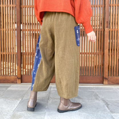 [Old cloth arrangement pants] One-of-a-kind piece by the artist, 100% cotton, spring, summer, fall, winter, sashiko 