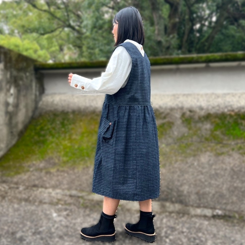 着物リメイク 大島紬のパッチワークスカート L - スカート