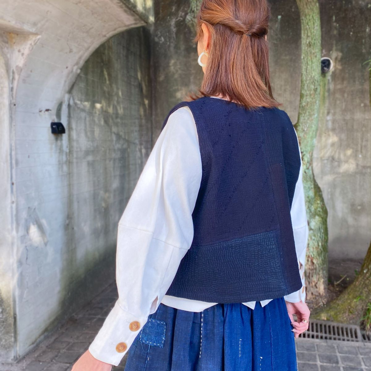 【古布リメイク庄内刺し子ベスト】作家一点物