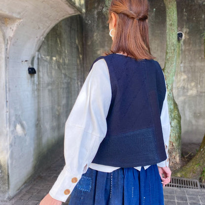 【古布リメイク庄内刺し子ベスト】作家一点物