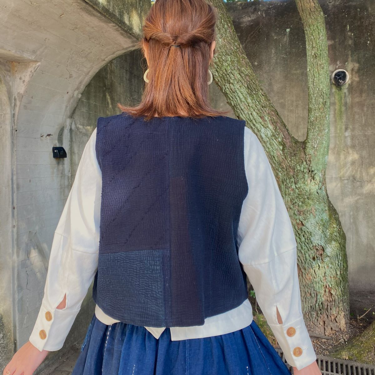 【古布リメイク庄内刺し子ベスト】作家一点物