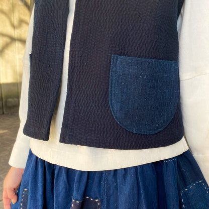【古布リメイク庄内刺し子ベスト】作家一点物