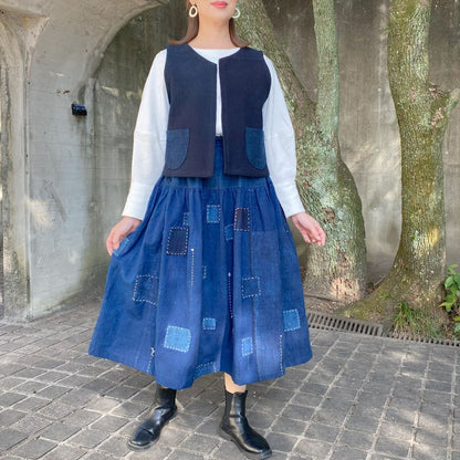 【古布リメイク庄内刺し子ベスト】作家一点物