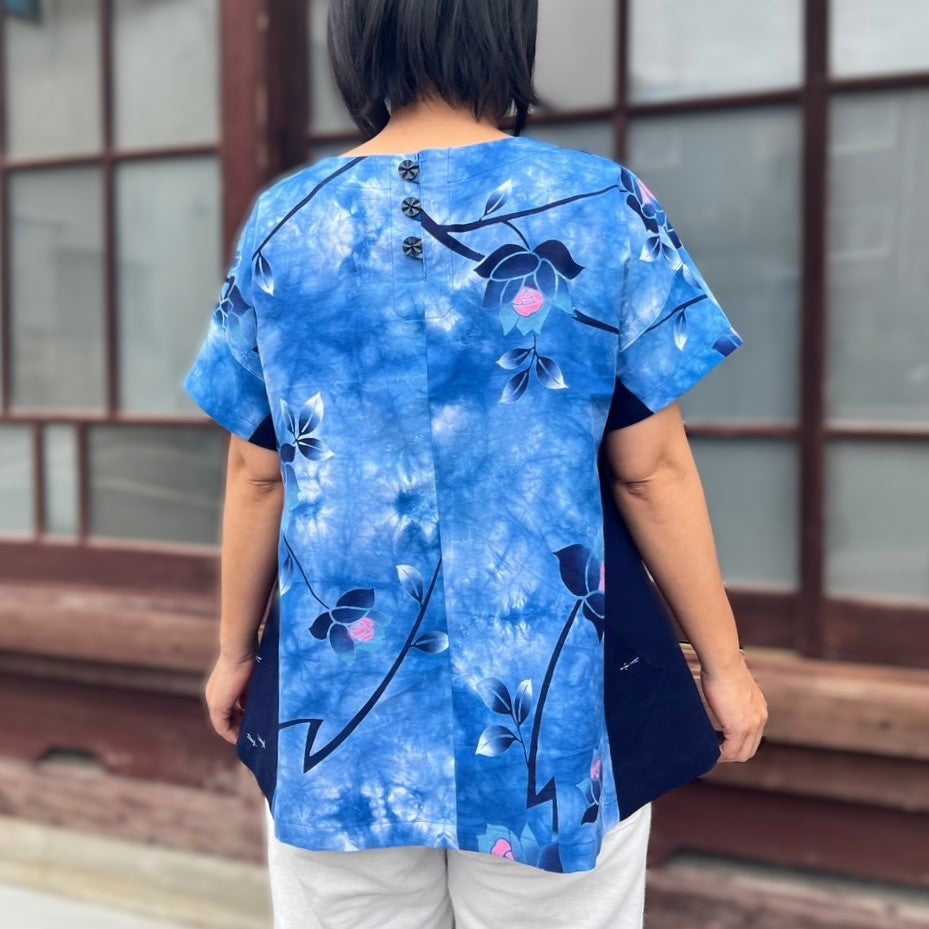 [Yukata remake blouse] Made by Fukue Takagi, one-of-a-kind piece by the artist, summer festival, fireworks, cool 