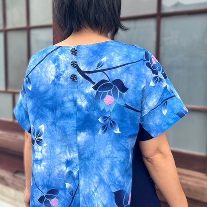 [Yukata remake blouse] Made by Fukue Takagi, one-of-a-kind piece by the artist, summer festival, fireworks, cool 