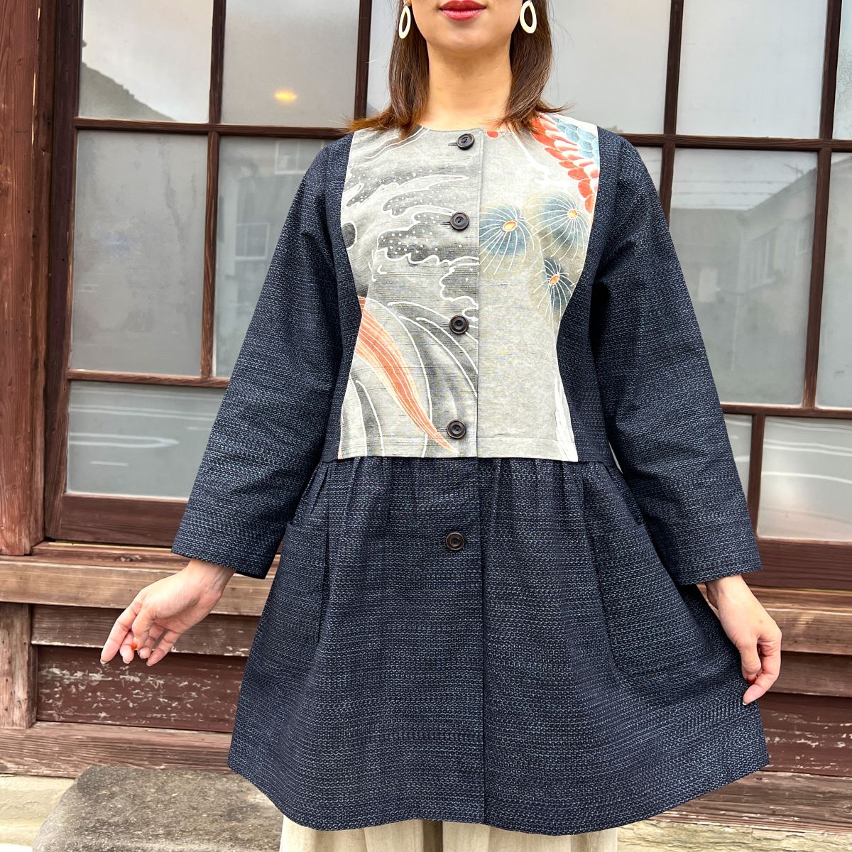 【古布リメイクノーカラージャケット】高木ふくえ作 １２．２４．２