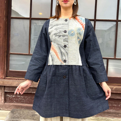 【古布リメイクノーカラージャケット】高木ふくえ作 １２．２４．２