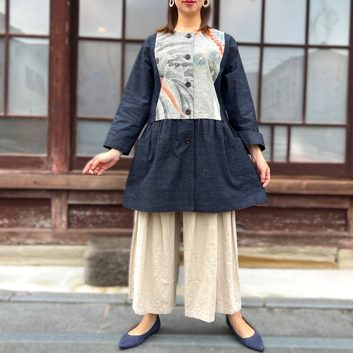 【古布リメイクノーカラージャケット】高木ふくえ作 １２．２４．２