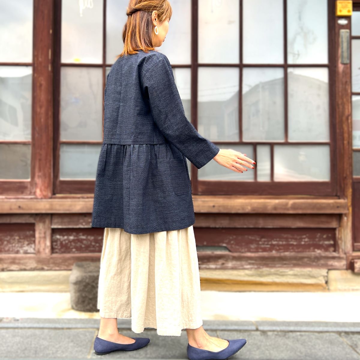 【古布リメイクノーカラージャケット】高木ふくえ作 １２．２４．２