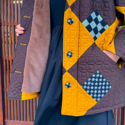 儀右ヱ門【久留米絣キルティング裏ボアジャケット】 １５３