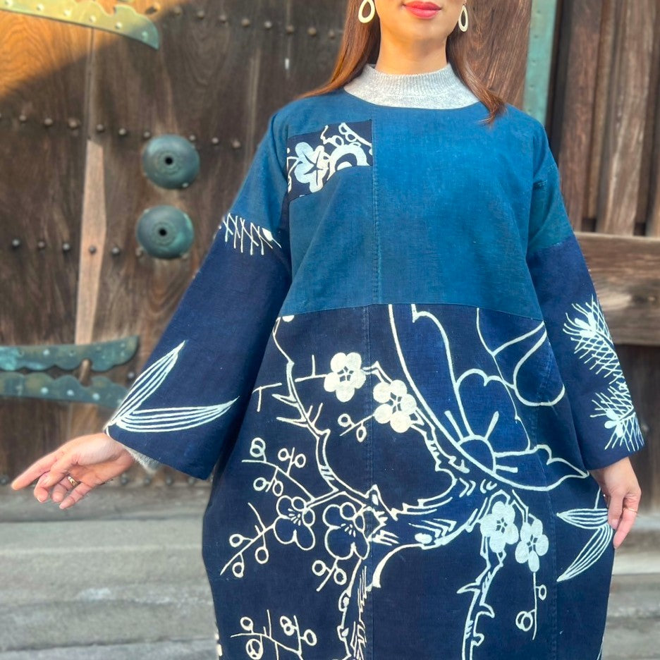 【古布リメイクワンピース】１２．２４．２