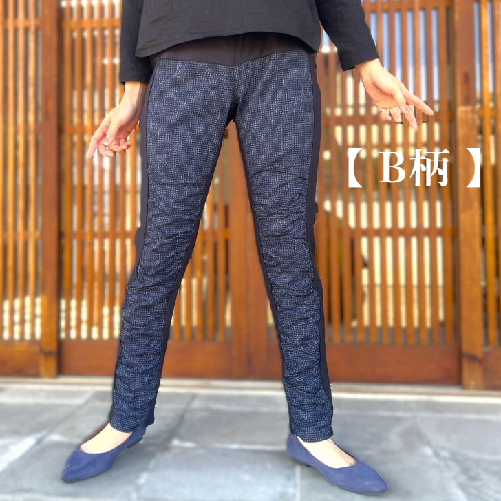儀右ヱ門【久留米絣裏ボアらくらくストレッチパンツ】７２９