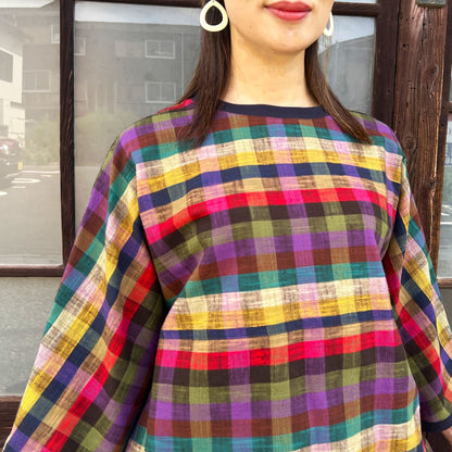 儀右ヱ門【久留米絣リブ付きブラウス】５１７３