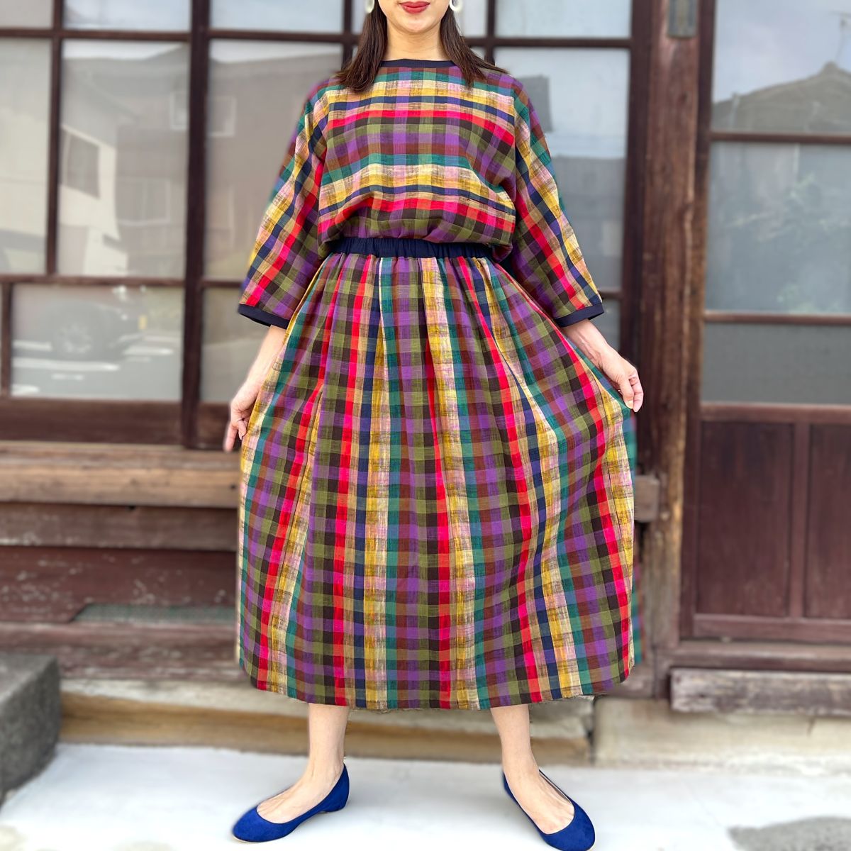 儀右ヱ門【久留米絣リブ付きブラウス】５１７３