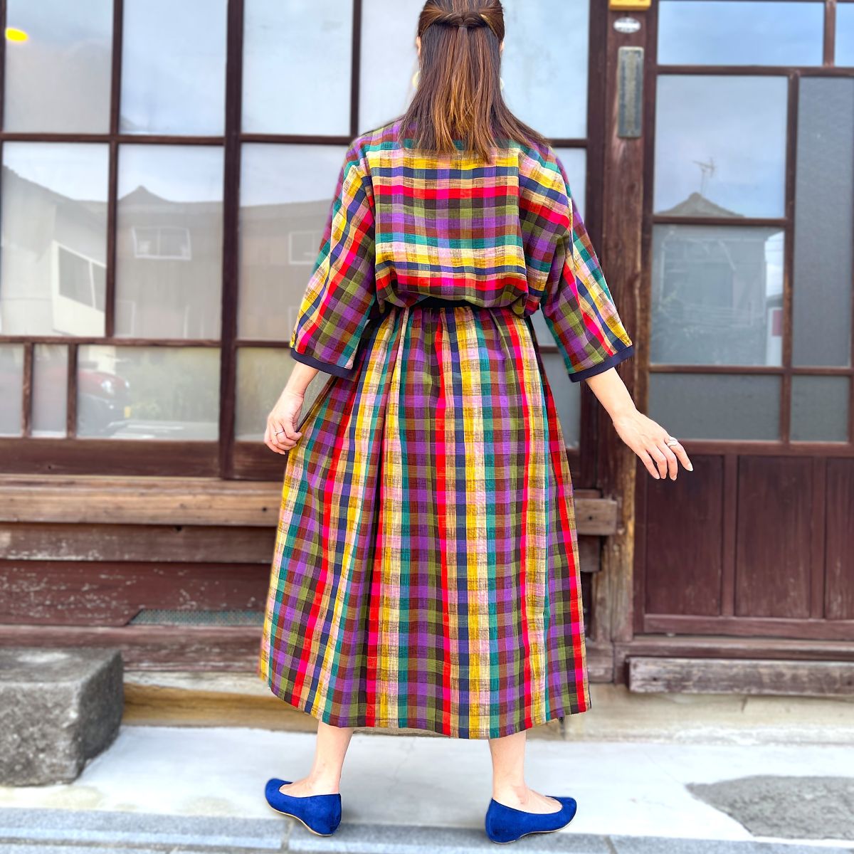 儀右ヱ門【久留米絣リブ付きブラウス】５１７３