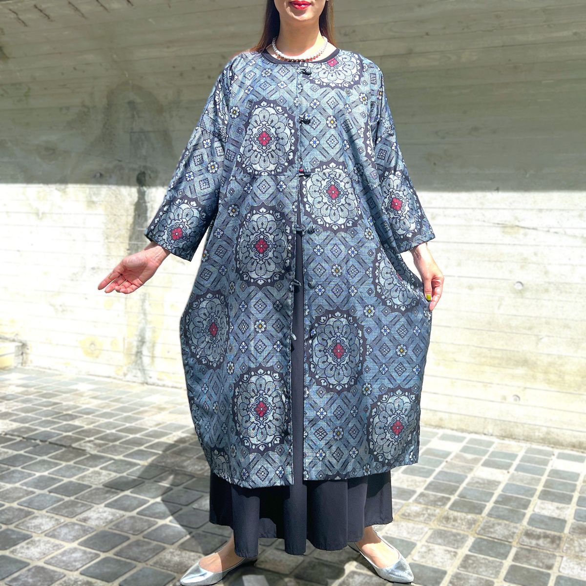 【大島紬アレンジコクーンコート】 ４．２３．５