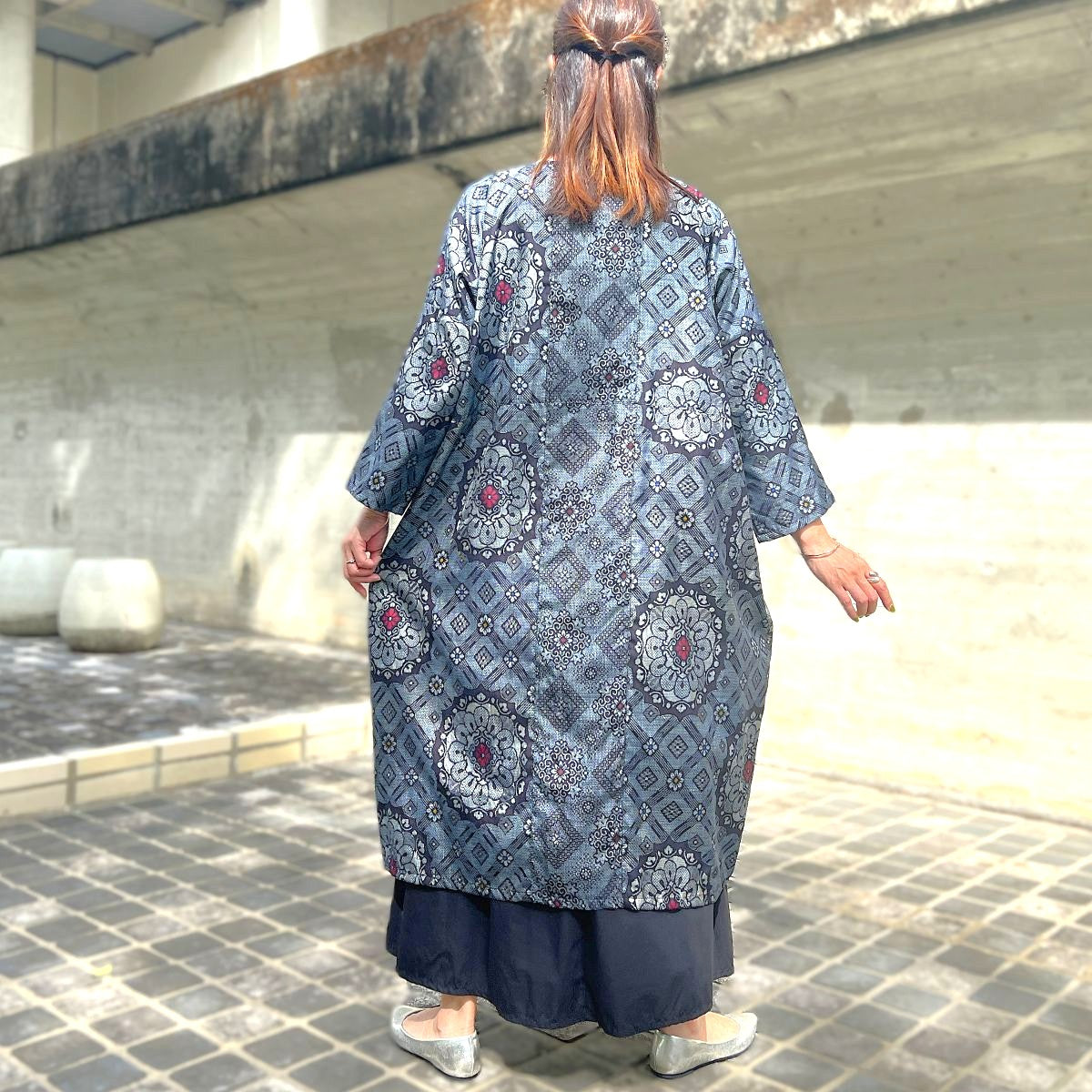 【大島紬アレンジコクーンコート】 ４．２３．５