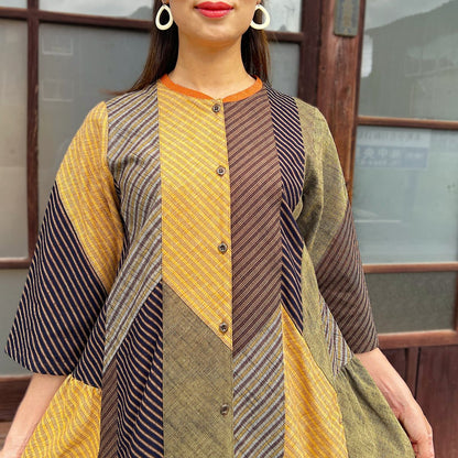 儀右ヱ門【久留米絣前開きワンピース】２１１