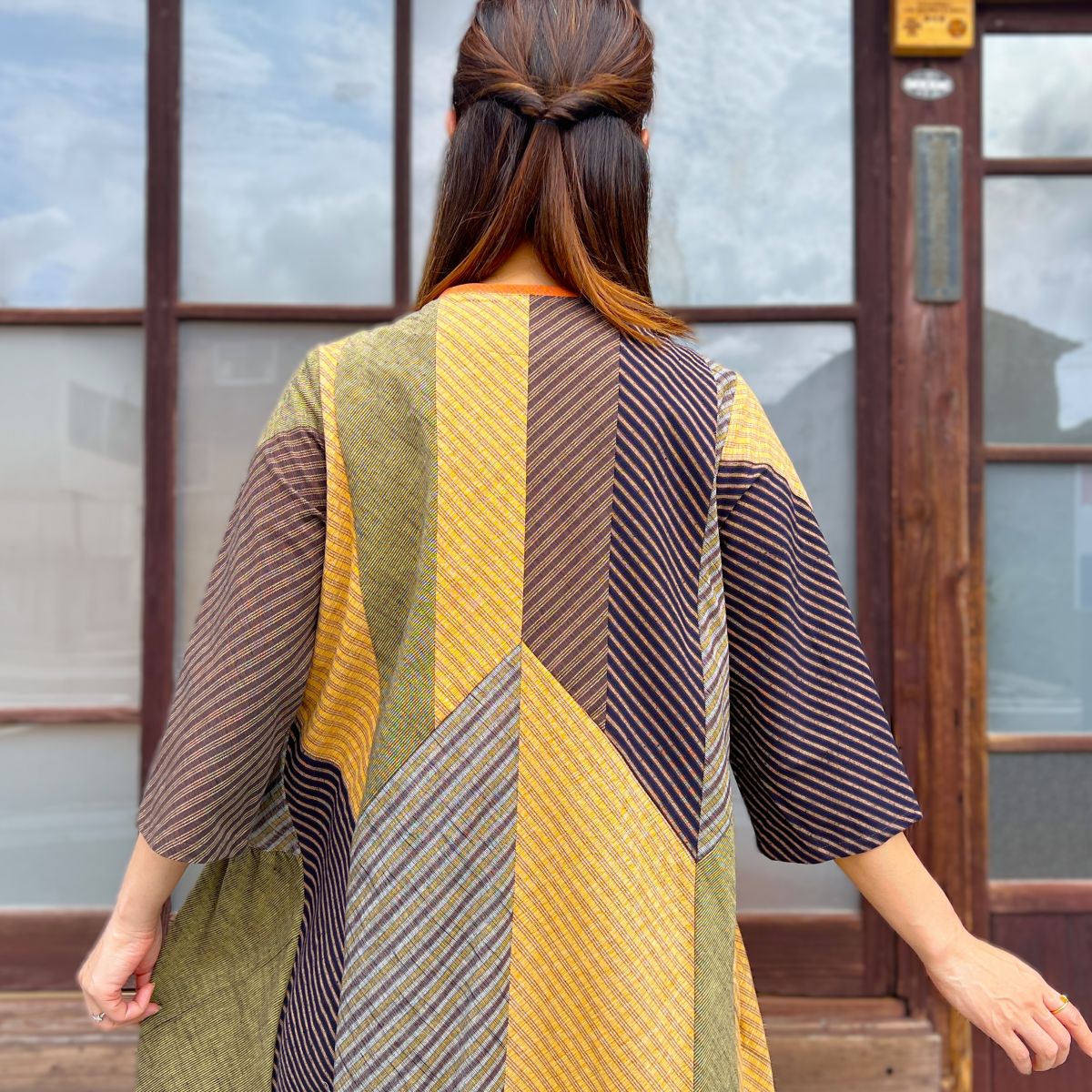 儀右ヱ門【久留米絣前開きワンピース】211 – こっとんコットン