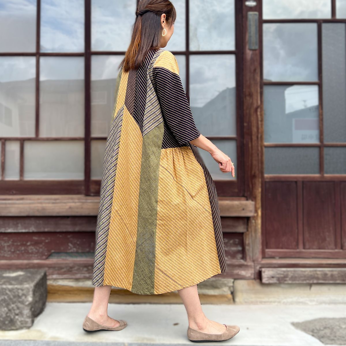 儀右ヱ門【久留米絣前開きワンピース】211 – こっとんコットン