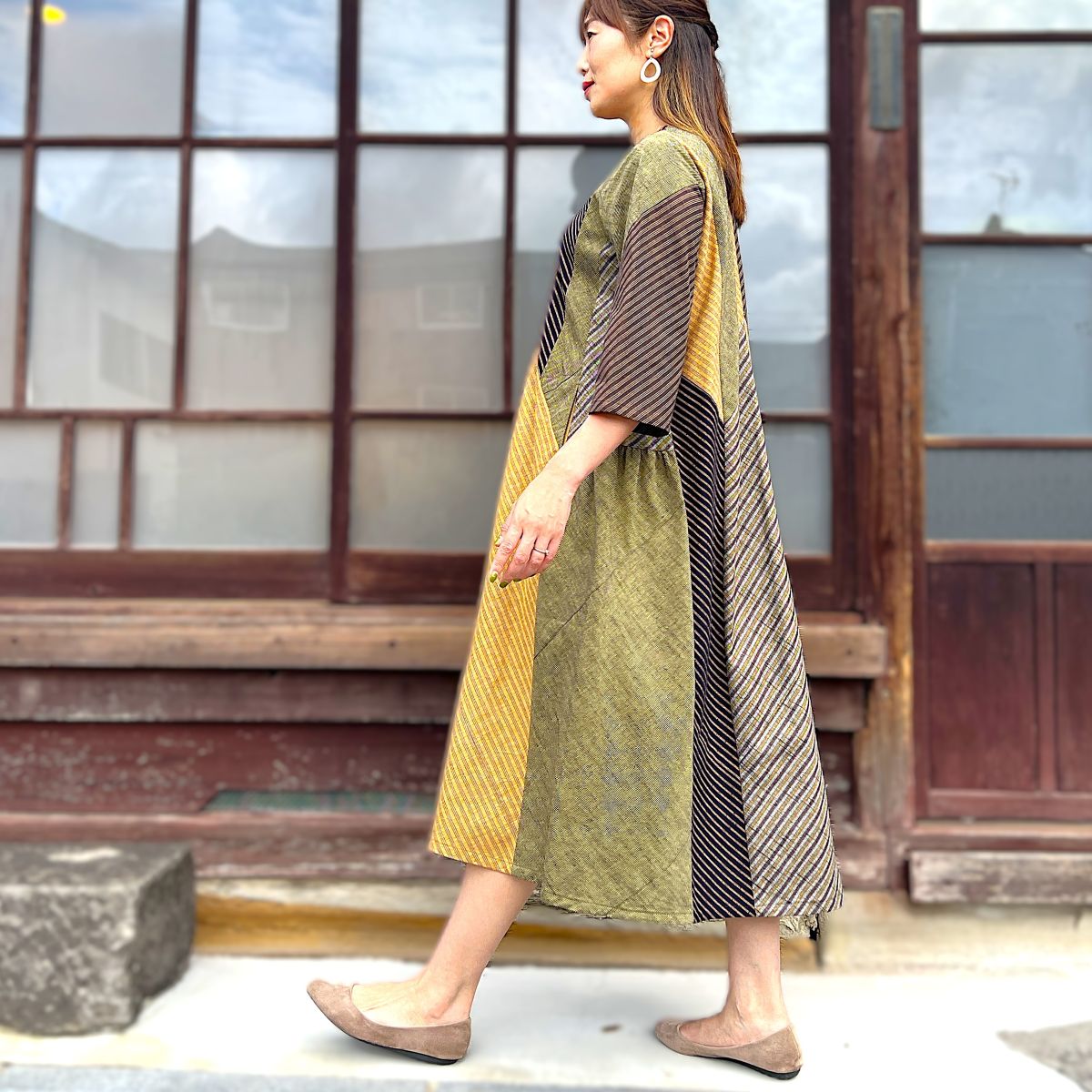 儀右ヱ門【久留米絣前開きワンピース】211 – こっとんコットン