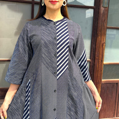 儀右ヱ門【久留米絣前開きワンピース】２１１