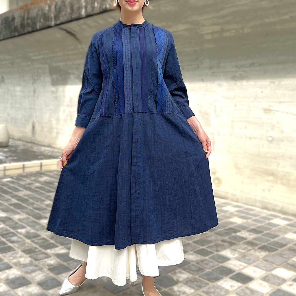 儀右ヱ門【久留米絣前開きワンピース】　２２８