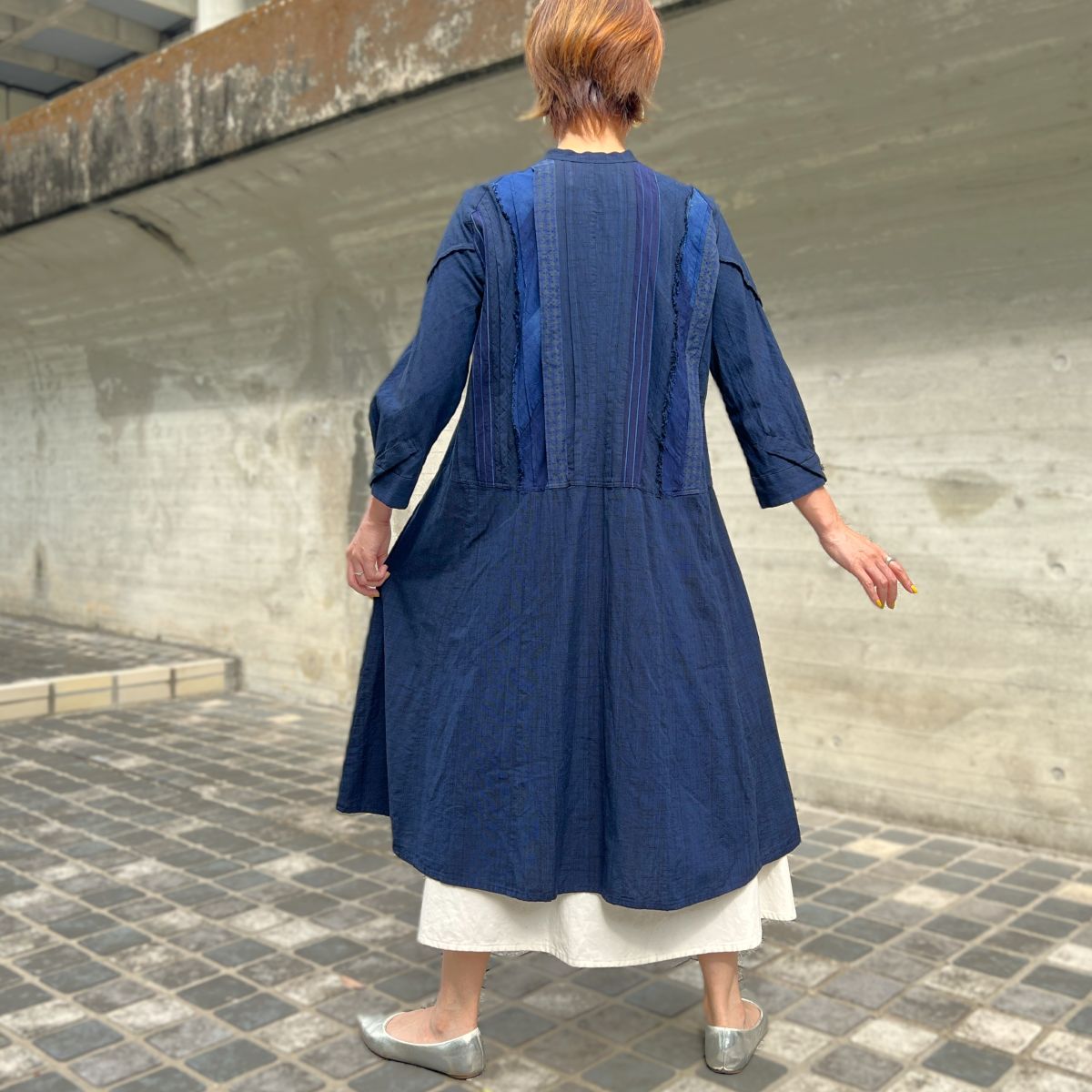 儀右ヱ門【久留米絣前開きワンピース】　２２８