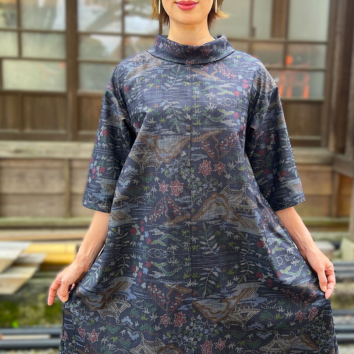 大島紬後えりワンピース】 OUOP7 – こっとんコットン