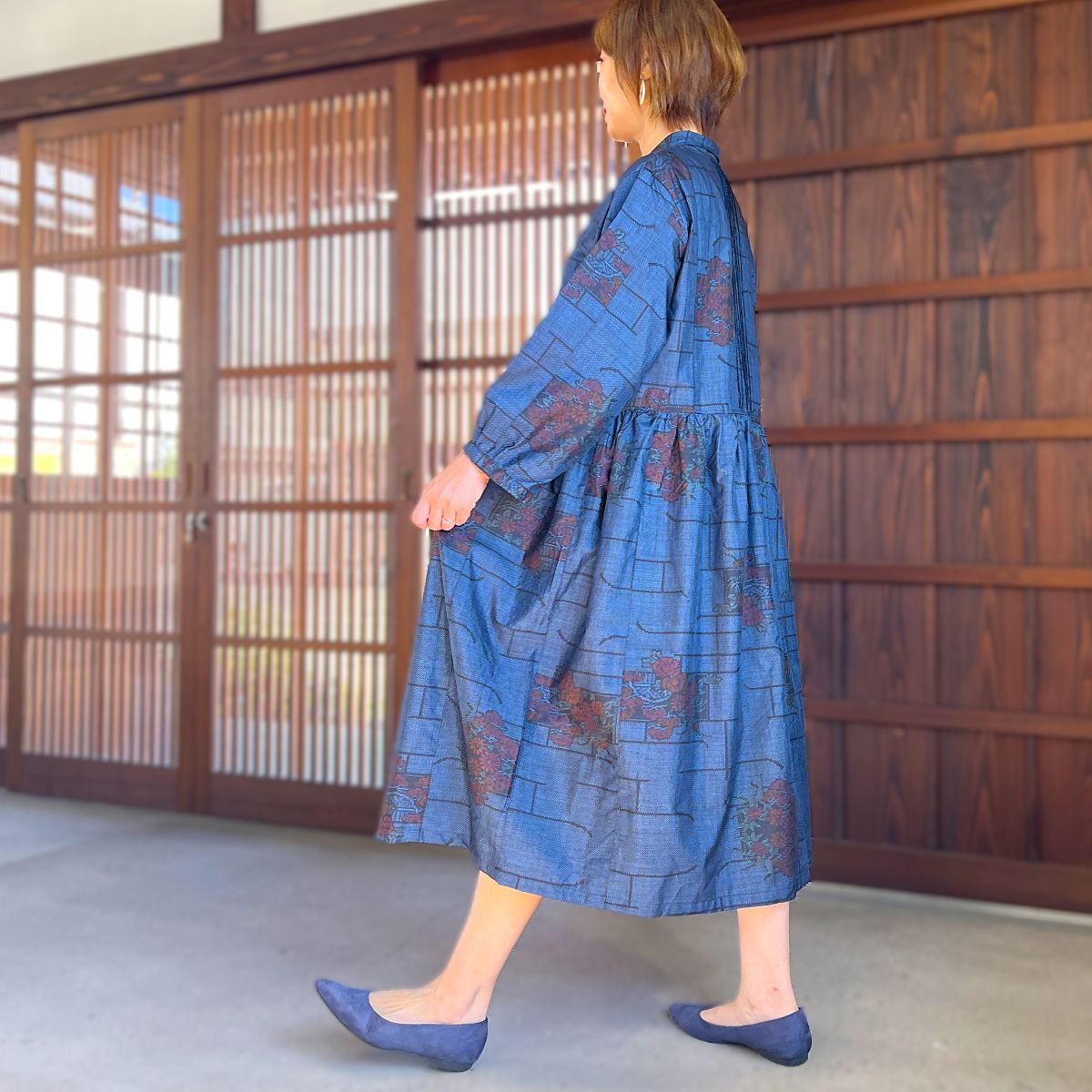 大島紬リメイク襟付きワンピース】9．20．13 – こっとん