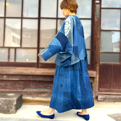 【古布リメイク裏地付きスカート】 NNSK１