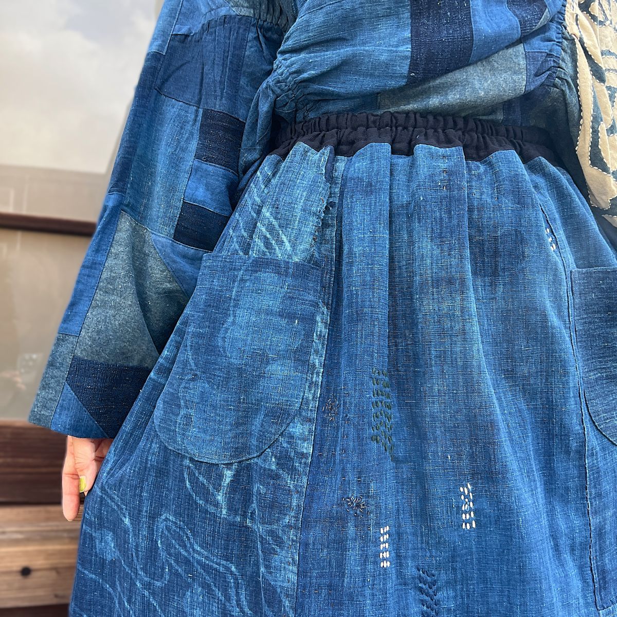 【古布リメイク裏地付きスカート】 NNSK１