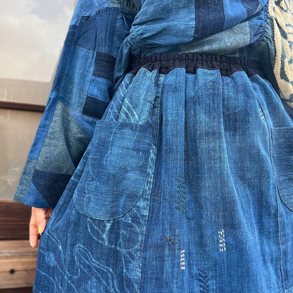 【古布リメイク裏地付きスカート】 NNSK１