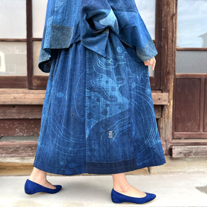 【古布リメイク裏地付きスカート】 NNSK１