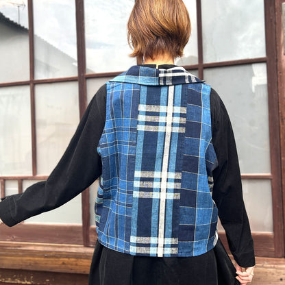 【古布アレンジ襟付きベスト】 MK１