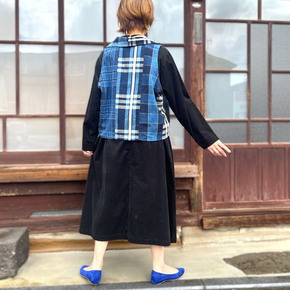 【古布アレンジ襟付きベスト】 MK１