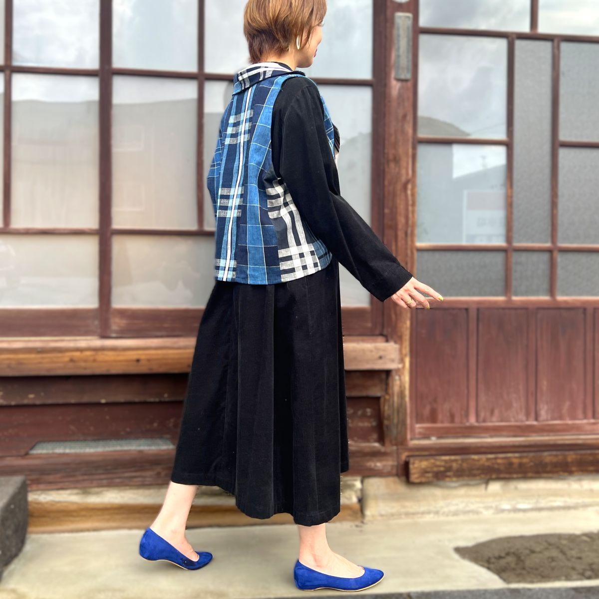 【古布アレンジ襟付きベスト】 MK１