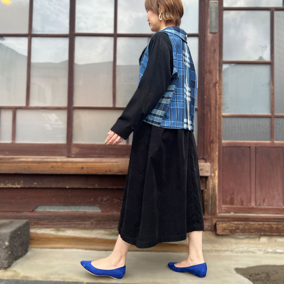 【古布アレンジ襟付きベスト】 MK１