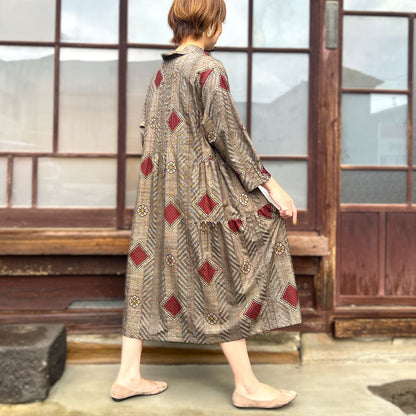 【大島紬アレンジティアードワンピース】３．５．７