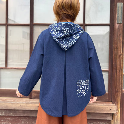 【古布リメイクフード付き本藍染めジャケット】高木ふくえ作　10.21.2