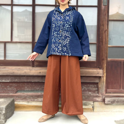 【古布リメイクフード付き本藍染めジャケット】高木ふくえ作　10.21.2