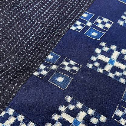 [Old Cloth Arrangement Long Vest] Fukue Takagi Tunic Pattern Dyed Tube Painting Indigo Dyed