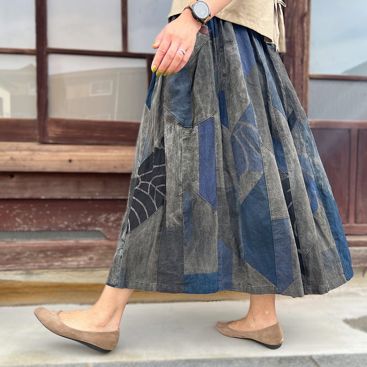 古布のパッチワークギャザースカート 匠のスカート – こっとんコットン